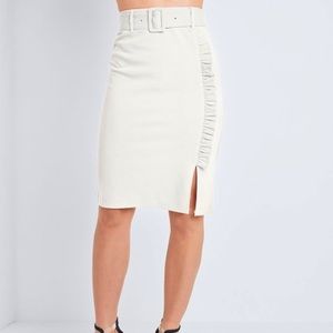 Off-White Ruffle-Accent Belted Pencil Skirt - Women